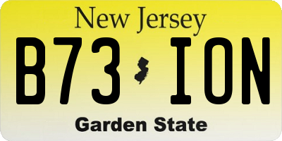 NJ license plate B73ION