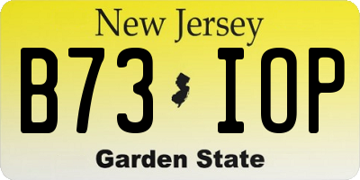 NJ license plate B73IOP