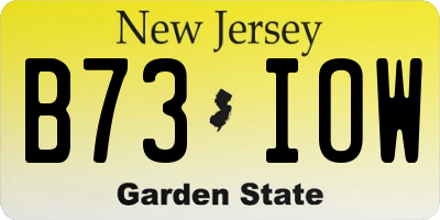 NJ license plate B73IOW