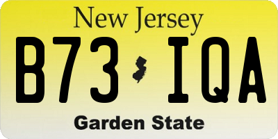 NJ license plate B73IQA