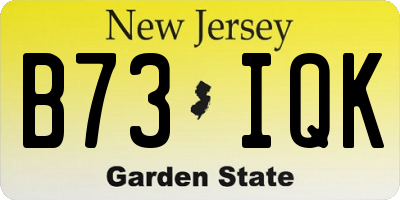 NJ license plate B73IQK
