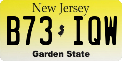 NJ license plate B73IQW