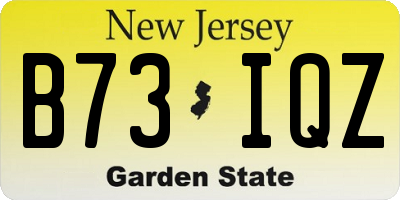 NJ license plate B73IQZ