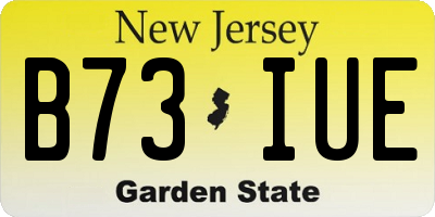 NJ license plate B73IUE