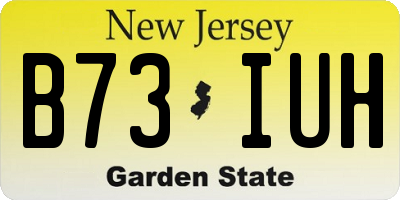 NJ license plate B73IUH