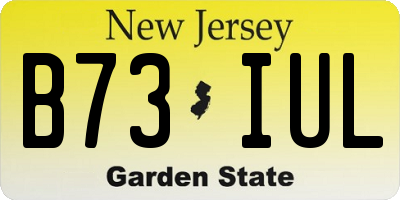 NJ license plate B73IUL