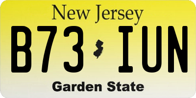 NJ license plate B73IUN