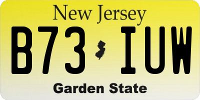 NJ license plate B73IUW