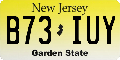 NJ license plate B73IUY