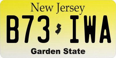 NJ license plate B73IWA