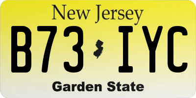 NJ license plate B73IYC