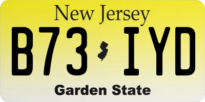 NJ license plate B73IYD