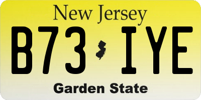 NJ license plate B73IYE