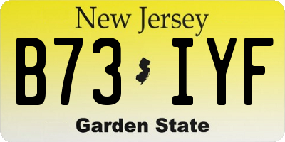 NJ license plate B73IYF