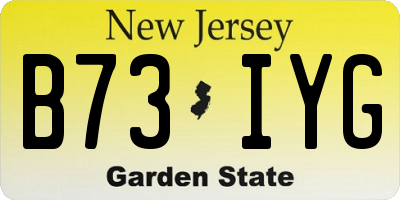 NJ license plate B73IYG