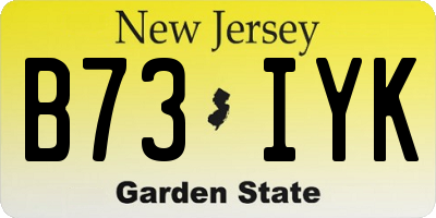 NJ license plate B73IYK