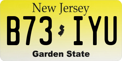 NJ license plate B73IYU