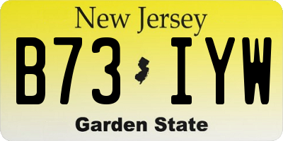 NJ license plate B73IYW