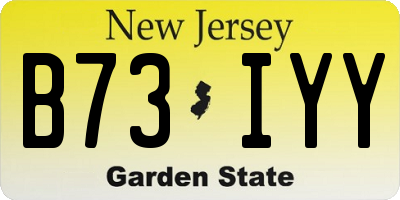 NJ license plate B73IYY