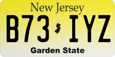 NJ license plate B73IYZ