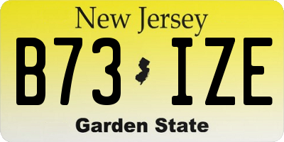 NJ license plate B73IZE