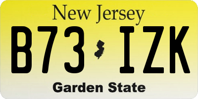 NJ license plate B73IZK