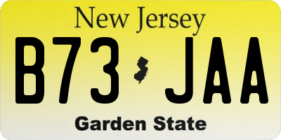 NJ license plate B73JAA
