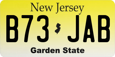 NJ license plate B73JAB