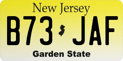 NJ license plate B73JAF