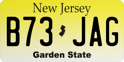 NJ license plate B73JAG