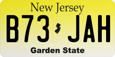 NJ license plate B73JAH