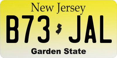 NJ license plate B73JAL