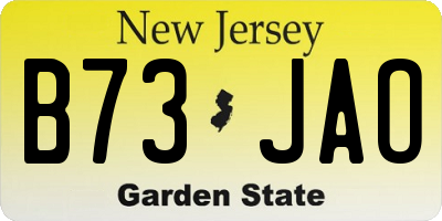 NJ license plate B73JAO