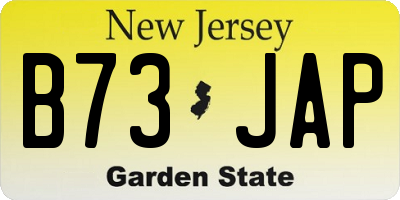 NJ license plate B73JAP