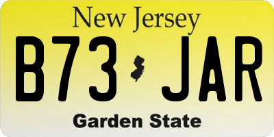NJ license plate B73JAR