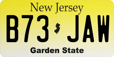 NJ license plate B73JAW