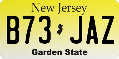 NJ license plate B73JAZ