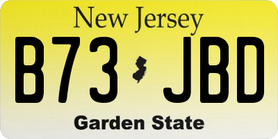 NJ license plate B73JBD