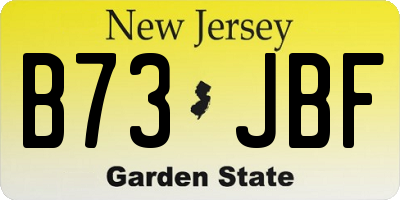 NJ license plate B73JBF