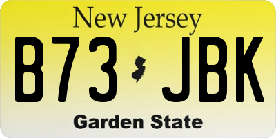NJ license plate B73JBK