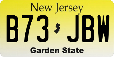 NJ license plate B73JBW