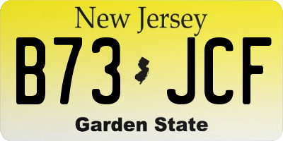 NJ license plate B73JCF