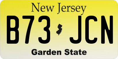 NJ license plate B73JCN