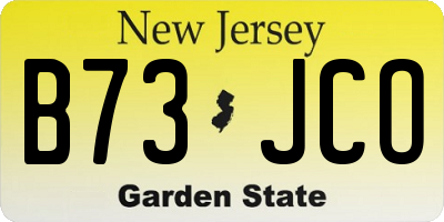 NJ license plate B73JCO
