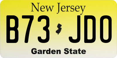 NJ license plate B73JDO
