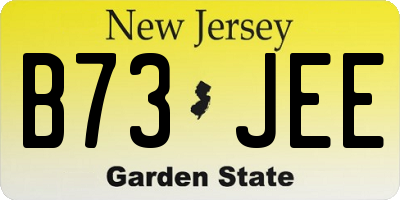 NJ license plate B73JEE