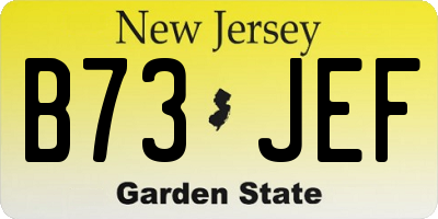 NJ license plate B73JEF
