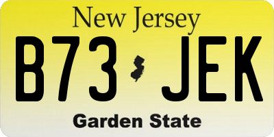 NJ license plate B73JEK