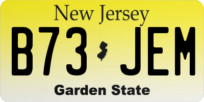 NJ license plate B73JEM