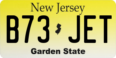 NJ license plate B73JET